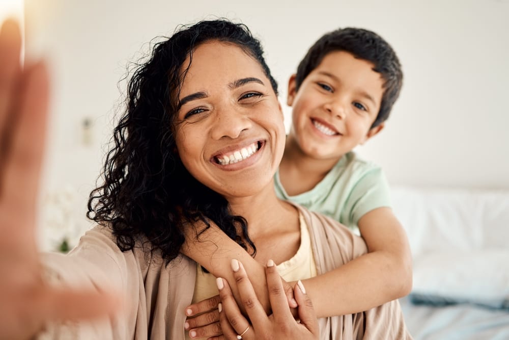 mother and child having a photo